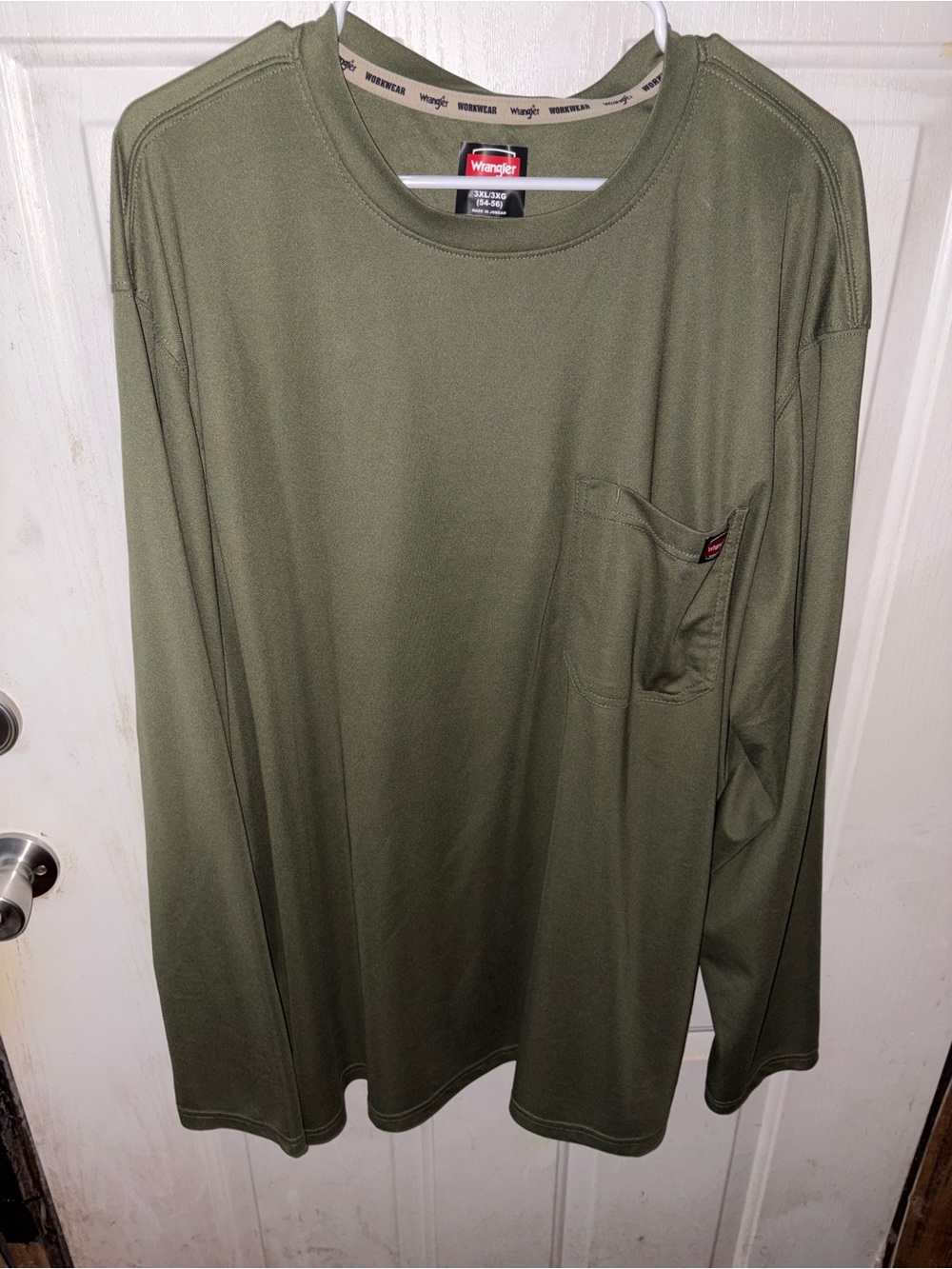 Wrangler Olive Green Long Sleeve Pocket Tee